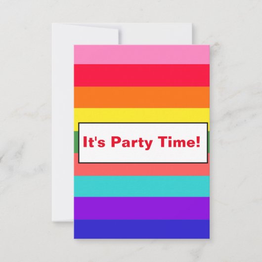 レインボーはっきりしたストライプの招待 招待状 (正面)