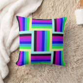 レインボーはっきりしたストライプズ16 x 16ラウンド クッション (ブランケット)