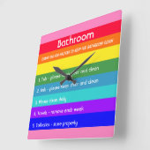 レインボーはっきりしたストライプ スクエア壁時計 (傾斜)