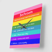 レインボーはっきりしたストライプ スクエア壁時計 (傾斜)