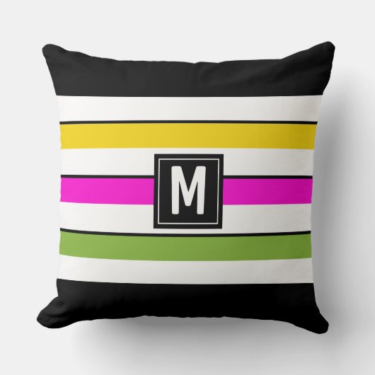 レインボーはっきりしたズストライプモノグラム クッション (正面)