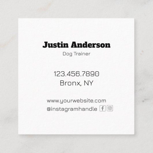 レインボーはっきりしたドッグカスタムドッグトレーナー スクエア名刺 (裏面)