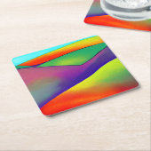 レインボーはっきりしたヒルズ スクエアペーパーコースター (アングル)