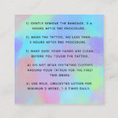 レインボーはっきりしたユニコーンタトゥーアフターケア指導 スクエア名刺 (裏面)