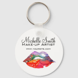 レインボーはっきりしたリップ水彩スケッチ美しいメイクアップ キーホルダー