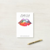 レインボーはっきりしたリップ水彩スケッチ美しいメイクアップ ポストイット (デスク上)