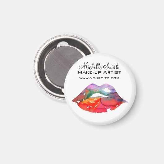 レインボーはっきりしたリップ水彩スケッチ美しいメイクアップ マグネット (正面/裏面)