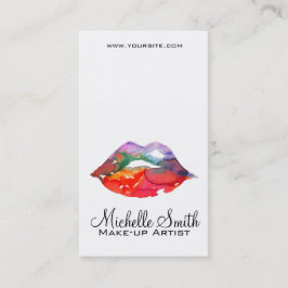 レインボーはっきりしたリップ水彩スケッチ美しいメイクアップ 名刺