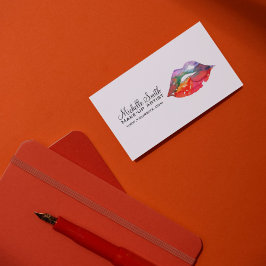 レインボーはっきりしたリップ水彩スケッチ美しいメイクアップ 名刺