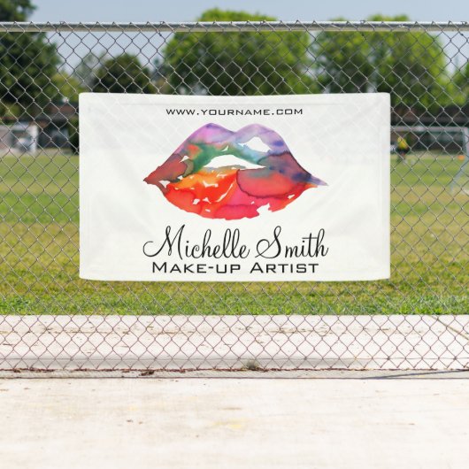 レインボーはっきりしたリップ水彩スケッチ美しいメイクアップ 横断幕 (インサイチュ)