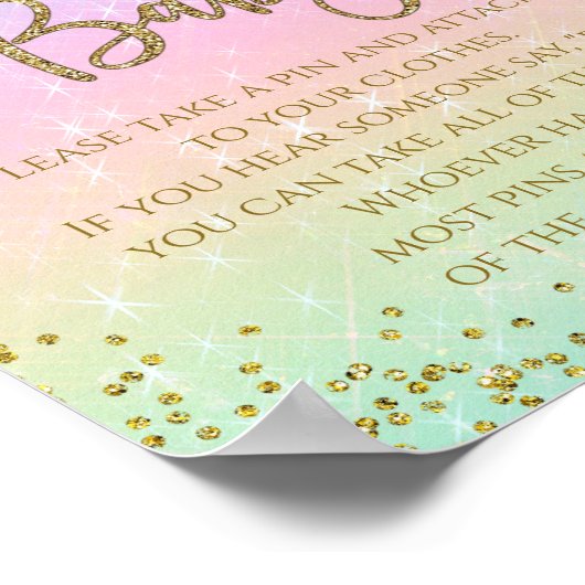 レインボーは赤ちゃんシャワーのゲームを言わない ポスター (角)