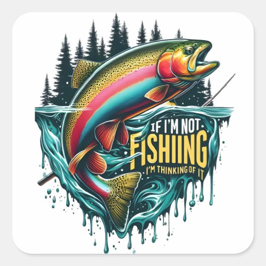 レインボーは魚鮮やかを水から跳び上げる スクエアシール (正面)