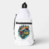 レインボーは魚鮮やかを水から跳び上げる スリングバッグ (正面)