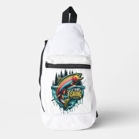 レインボーは魚鮮やかを水から跳び上げる スリングバッグ (正面)