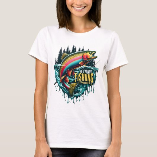 レインボーは魚鮮やかを水から跳び上げる Tシャツ (正面)