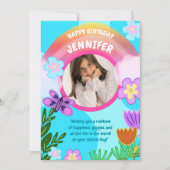 レインボーよくはしゃぐカラフルガーデン誕生日 カード (正面)