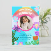 レインボーよくはしゃぐカラフルガーデン誕生日 カード (スタンド正面)