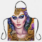 レインボーよくはしゃぐドラッグクカラフルイーンのアートワーク エプロン (正面)