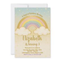 レインボーよくはしゃぐ誕生日招待状