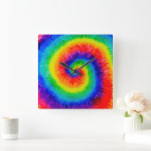 レインボーをアルコールインクで結ぶ スクエア壁時計 (ホーム)