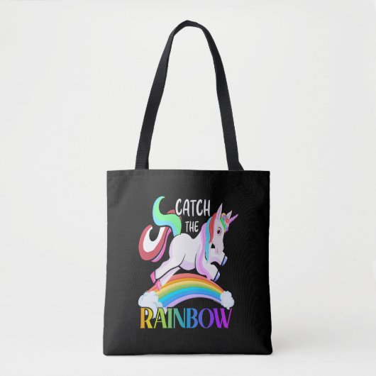 レインボーをキャッチ – Unicornデザイン トートバッグ (正面)