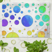 レインボーアイシー水玉模様パターン キッチンタオル (折り畳み)