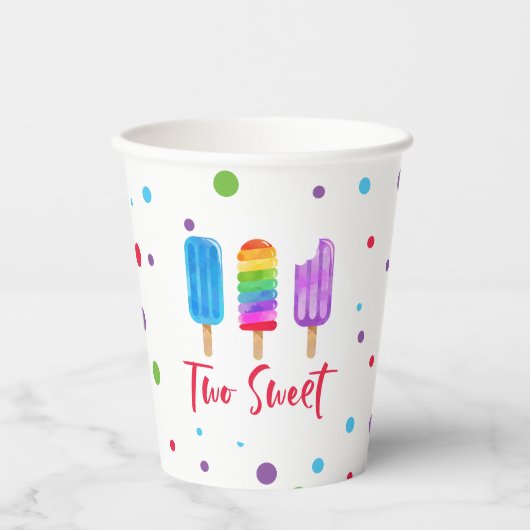 レインボーアイスキャンディー Two Sweet 2歳の誕生日 紙コップ (正面)