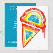 レインボーアイスクリームドリップ 招待状 (正面/裏面)