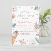 レインボーアイスクリームバルーン点赤ちゃんシャワー 招待状 (スタンド正面)