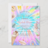 レインボーアイスクリームバルーン絞り染めベビーシャワー 招待状 (正面)