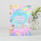 レインボーアイスクリームバルーン絞り染めベビーシャワー 招待状 (スタンド正面)