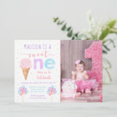 レインボーアイスクリームファースト誕生日 招待状 (スタンド正面)