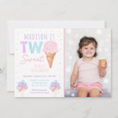 レインボーアイスクリーム ツー スウィート バースデー 招待状 (正面)