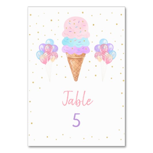 レインボーアイスクリーム ピンクゴールド バースデー テーブルナンバー (正面)