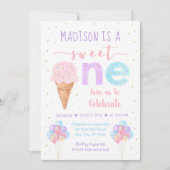 レインボーアイスクリーム ファーストバースデー 招待状 (正面)