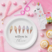 レインボーアイスクリーム ペーパープレート (パーティー)