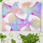 レインボーアイススケートで滑るパタパーソナライズされたーン キッチンタオル (折り畳み)