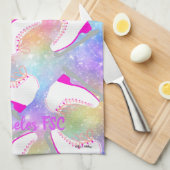 レインボーアイススケートで滑るパタパーソナライズされたーン キッチンタオル (四つ折り)