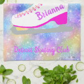 レインボーアイススケートで滑るパーソナライズされた姿スケートズ キッチンタオル (折り畳み)