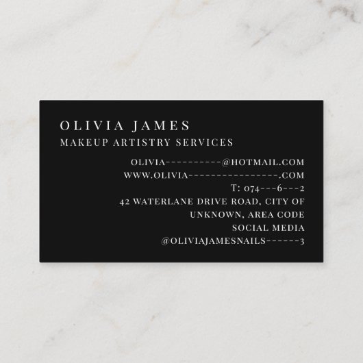 レインボーアイメイクアップアーティスト美しいサロン 名刺 (裏面)