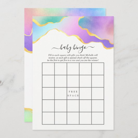 レインボーアガテストーンブライダルシャワービンゴ 招待状 (正面/裏面)