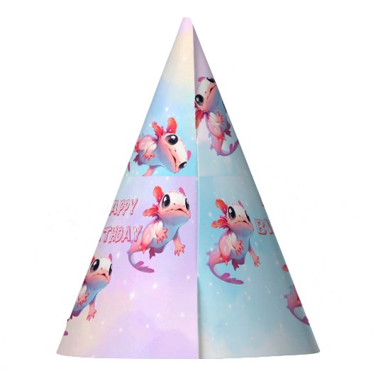 レインボーアクソロトルの少女の誕生日 パーティーハット (裏面)