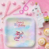 レインボーアクソロトルの少女の誕生日 ペーパープレート (パーティー)