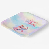 レインボーアクソロトルの少女の誕生日 ペーパープレート (傾斜あり)