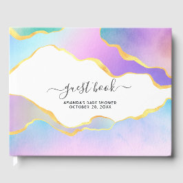 レインボーアゲートストーンベビーシャワーゲストブック ゲストブック