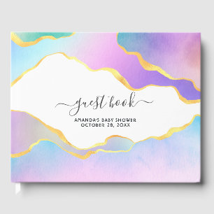 レインボーアゲートストーンベビーシャワーゲストブック ゲストブック