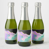 レインボーアゲート石のベビーシャワー スパークリングワインラベル (ボトル)