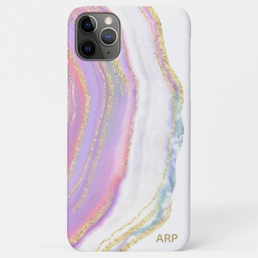 *~*レインボーアゲート金ゴールドグリッターパステルピンク Case-Mate iPhoneケース (裏面)