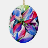 レインボーアザレア花オリジナル水絵画色 セラミックオーナメント (右)