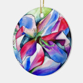 レインボーアザレア花オリジナル水絵画色 セラミックオーナメント (左)